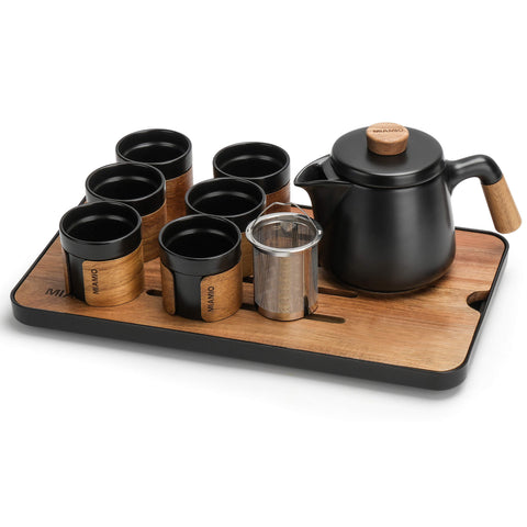 Japonský čajový set, konvička 620 ml + 6x100 ml, černá