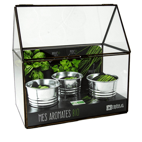 SET - Kovový skleník pro výsadbu aromatických rostlin 